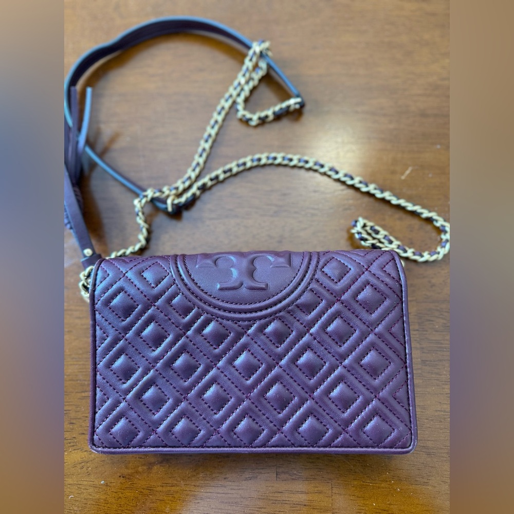 Tory Burch Quilted Leather Crossbody Bag with Chain Strap